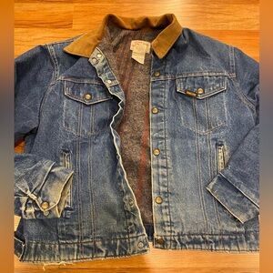 Saddle King Western denim jacket brown corduroy collar blanket lining Vintage
